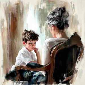 Léo, souriant, discutant avec Nadine dans un coin du mas, Alice Bomte, roman