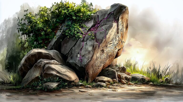 Une pierre dressée au milieu de la végétation, suspense psychologique, d'après Alice Bomte