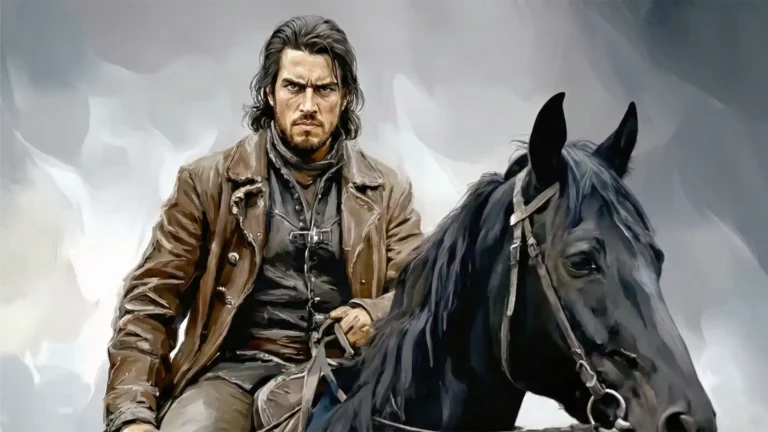 Un cavalier scrute l'assemblée d'un air dur, annonçant les échos dissonants à venir, roman d'Alice Bomte